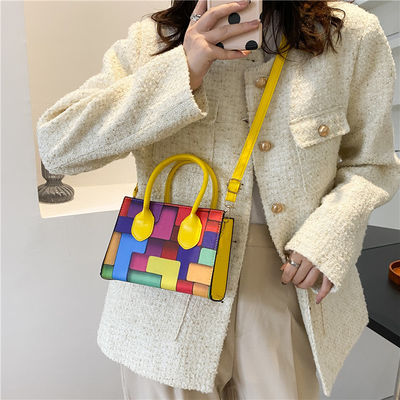 Sac à main à la mode pour femmes, petit carré, couture en deux tons, toutes saisons