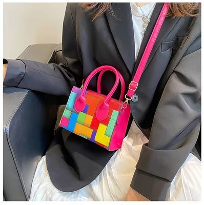Sac à main à la mode pour femmes, petit carré, couture en deux tons, toutes saisons