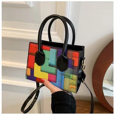 Sac à main à la mode pour femmes, petit carré, couture en deux tons, toutes saisons
