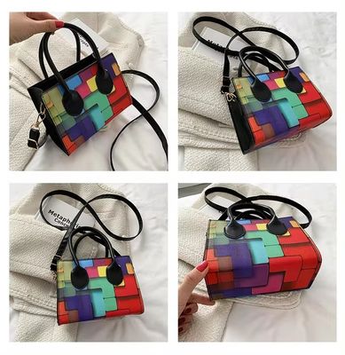 Sac à main à la mode pour femmes, petit carré, couture en deux tons, toutes saisons
