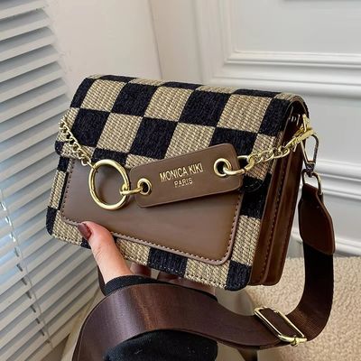 Épaule 2024 Sac à main de design de luxe Checkerboard Mini Tissu Flap Sling Sac pour femmes