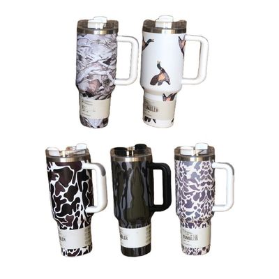 40 oz de l' imprimé du léopard de camouflage de paille pour les boissons chaudes et froides