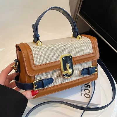 Sac à main en tissu tricoté vintage avec longue épaule et fermeture à glissière en été