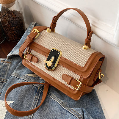 Sac à main en tissu tricoté vintage avec longue épaule et fermeture à glissière en été