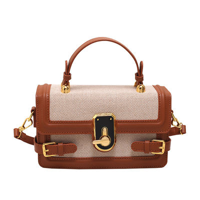 Sac à main en tissu tricoté vintage avec longue épaule et fermeture à glissière en été