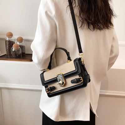 Sac à main en tissu tricoté vintage avec longue épaule et fermeture à glissière en été