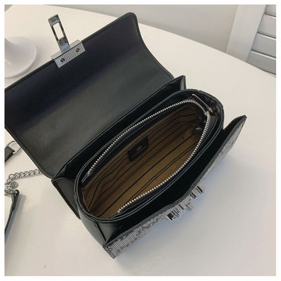 Lettre rétro imprimée Chaîne longue épaule Femmes sac transversale type fermeture ZIP