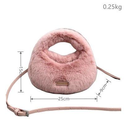 Sacs à main en fourrure de renard d'hiver brun mini Longue chaîne Sacs en fourrure de fourrure moelleux pour femmes sophistiquées