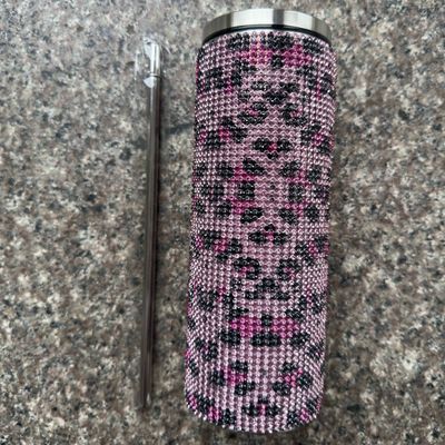 Rhinestone Bling Diamant Glitter en acier inoxydable Thermal Tumbler Parfait pour le café thé eau bière comprend couvercle et paille