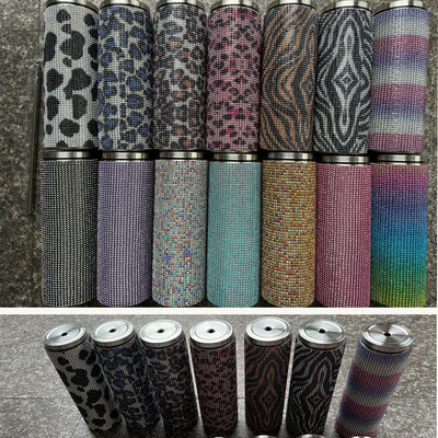 Rhinestone Bling Diamant Glitter en acier inoxydable Thermal Tumbler Parfait pour le café thé eau bière comprend couvercle et paille