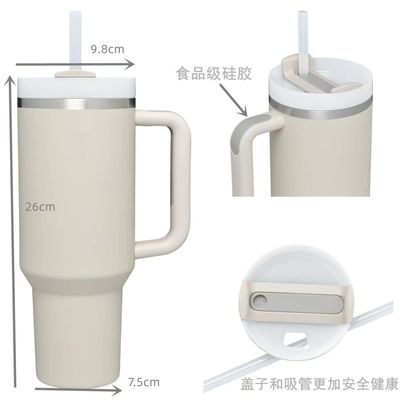 40 oz double mur en acier inoxydable Stan voiture métal Voyage tasse de café tumbler avec poignée