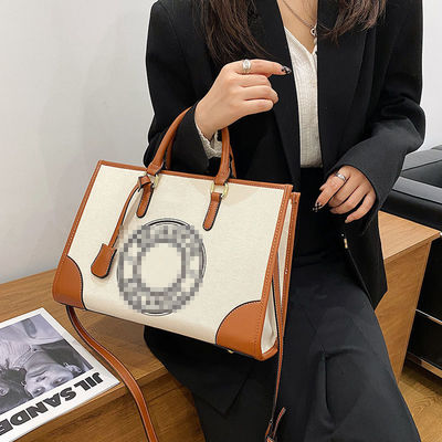 2024 Sac à main en toile à une épaule pour femme avec sac à main de grande capacité et fermeture à glissière