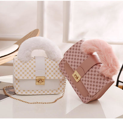 L carré mini sac de laine d'agneau d'hiver et sac messager en PU pour sac à main à la mode