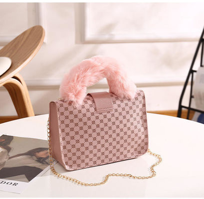 L carré mini sac de laine d'agneau d'hiver et sac messager en PU pour sac à main à la mode