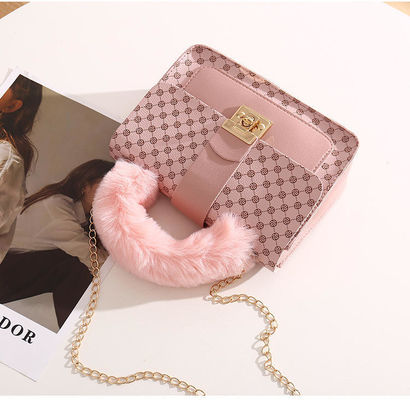 L carré mini sac de laine d'agneau d'hiver et sac messager en PU pour sac à main à la mode