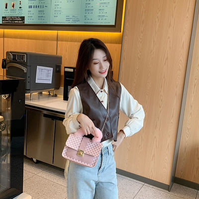 L carré mini sac de laine d'agneau d'hiver et sac messager en PU pour sac à main à la mode