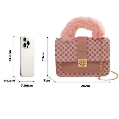 L carré mini sac de laine d'agneau d'hiver et sac messager en PU pour sac à main à la mode