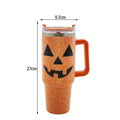 Design Halloween 40 oz Rhinestone Tumbler avec le motif de la citrouille et de l' acier inoxydable