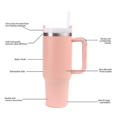 Coupe de voyage isolée en acier inoxydable de 40 oz