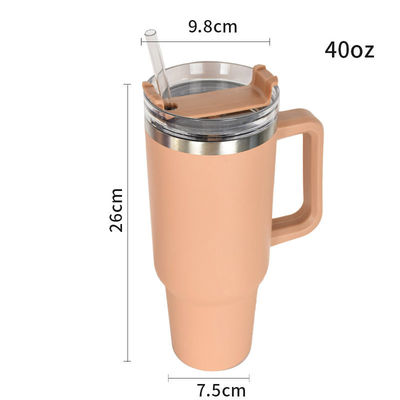 Coupe à eau pour le café, le thé et la bière personnalisée avec poignée, couvercle à paille