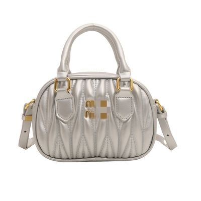 Sac de messagerie en cuir pour femmes d'été avec mini motif plissé et fermeture ZIP