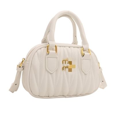 Sac de messagerie en cuir pour femmes d'été avec mini motif plissé et fermeture ZIP