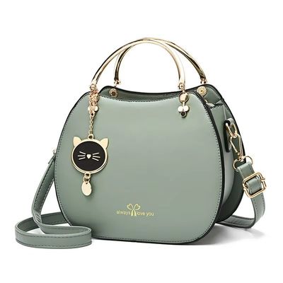 Sacs à main à main pour femmes à épaule unique à la mode avec pendentif pour chat et fermeture à fermeture à glissière