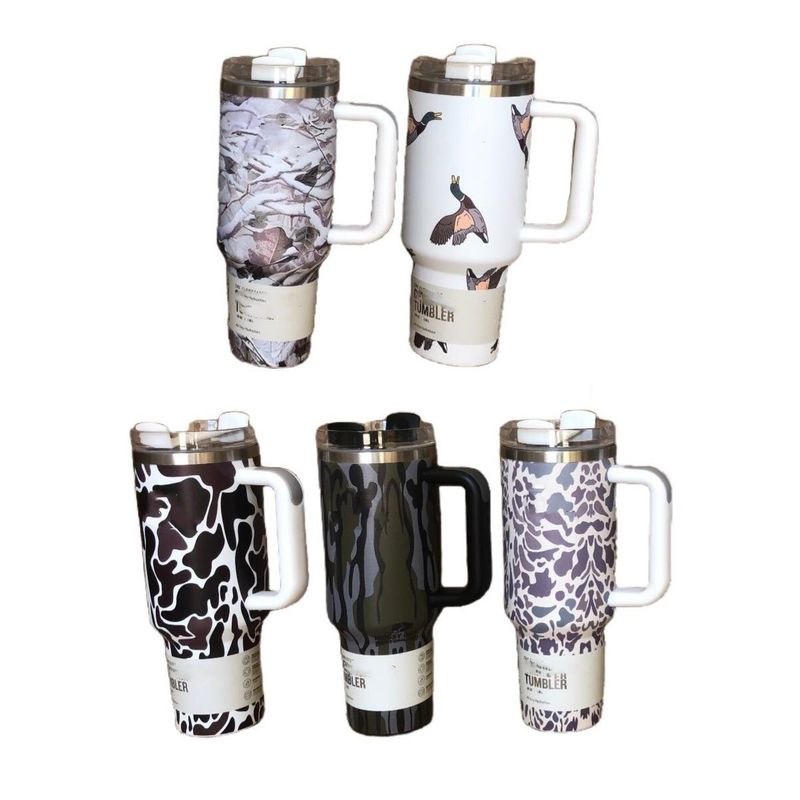 40 oz de l' imprimé du léopard de camouflage de paille pour les boissons chaudes et froides