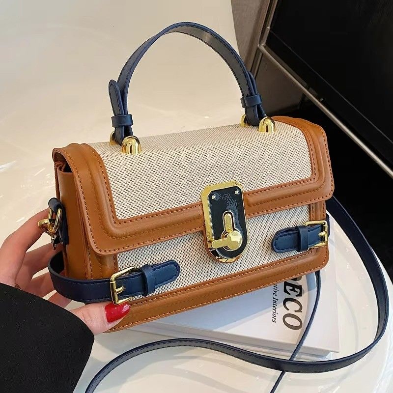 Sac à main en tissu tricoté vintage avec longue épaule et fermeture à glissière en été